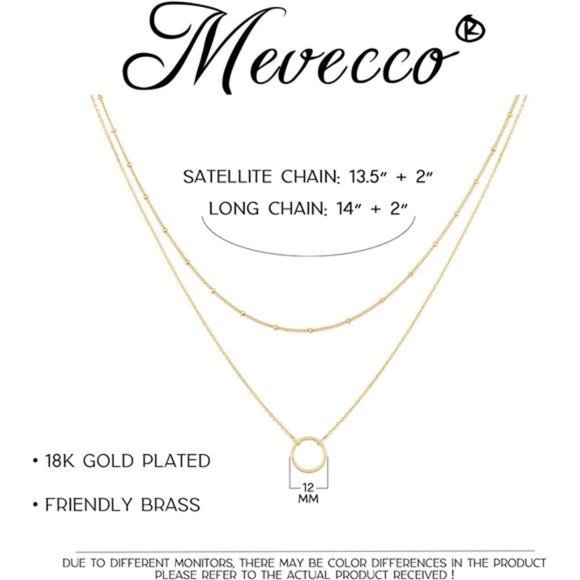 Layered Heart Necklace Pendant Handmade 18k Gold Plated Dainty Gold Choker - Picture 2 of 7